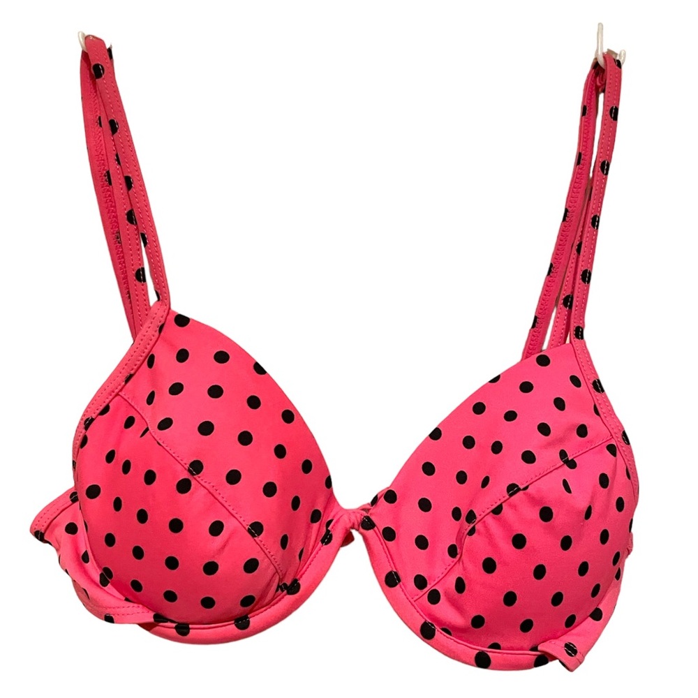 NWT Islander pink/ black polkadot, bikini top size 12